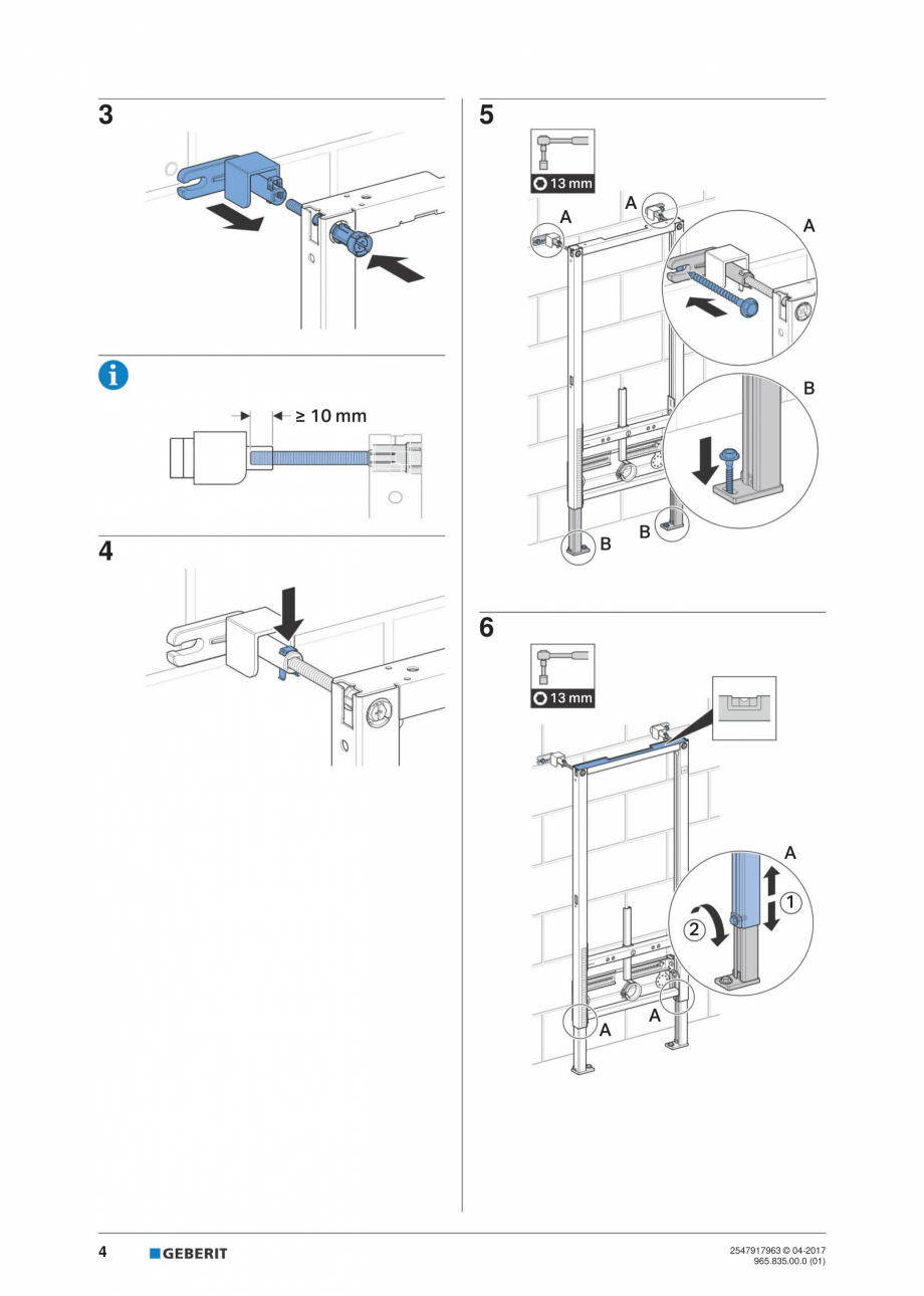 Pagina 4-Instructiuni de instalare pentru  Geberit Duofix pentru bideu GEBERIT Instructiuni montaj, utilizare...