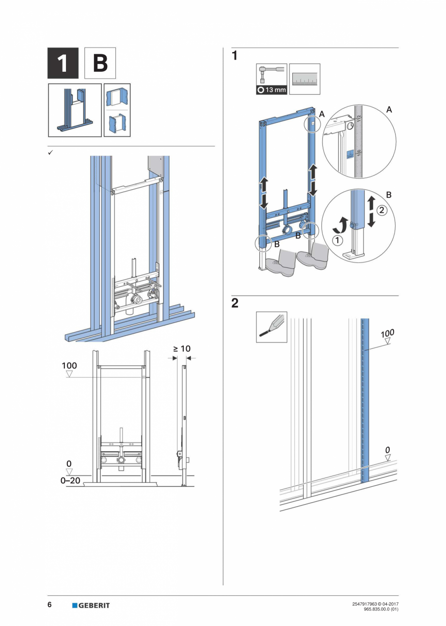 Pagina 6-Instructiuni de instalare pentru  Geberit Duofix pentru bideu GEBERIT Instructiuni montaj, utilizare...