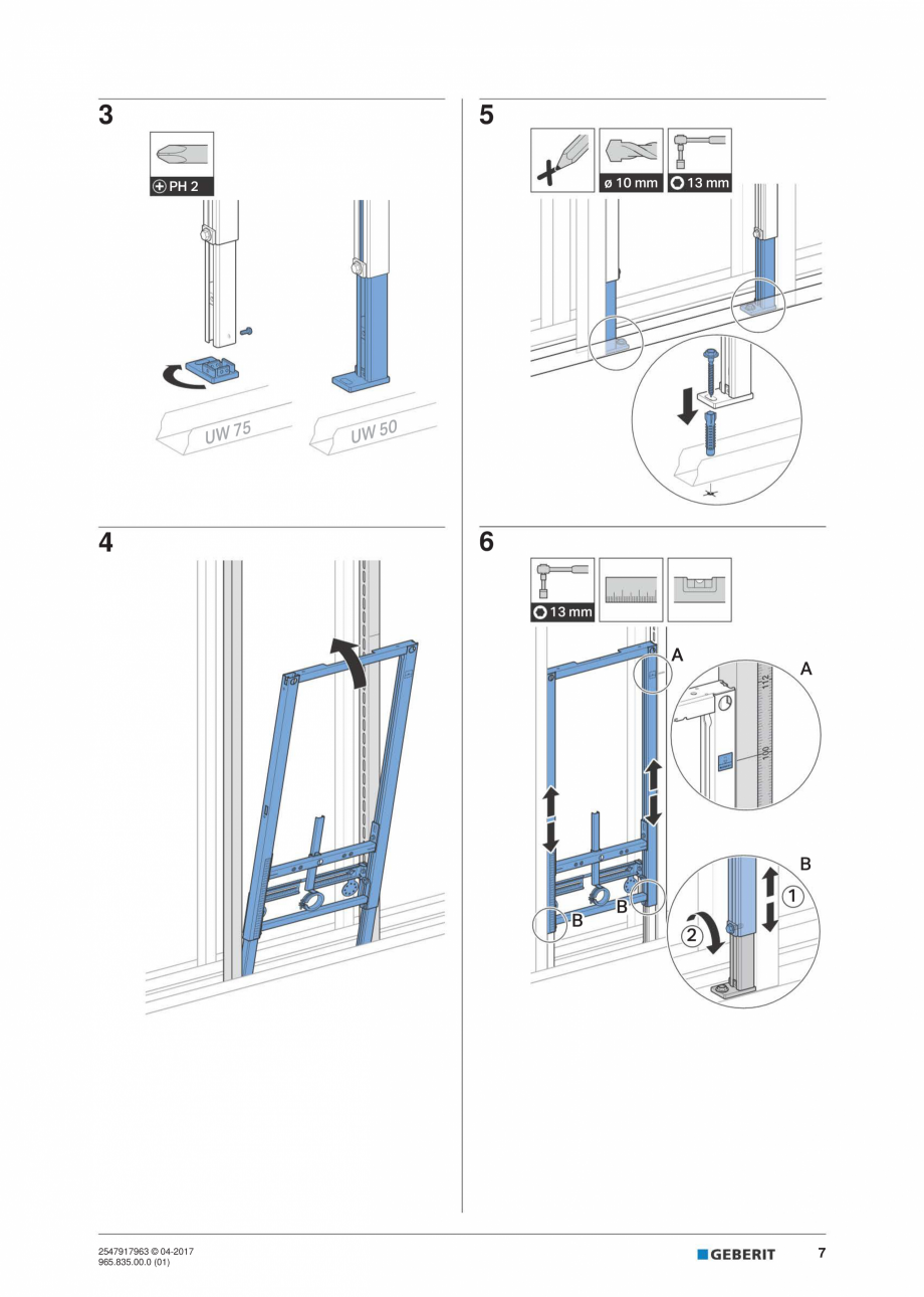 Pagina 7-Instructiuni de instalare pentru  Geberit Duofix pentru bideu GEBERIT Instructiuni montaj, utilizare...