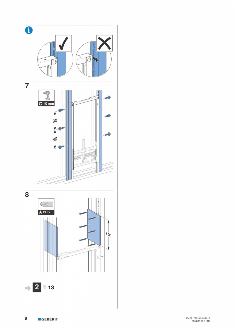 Pagina 8-Instructiuni de instalare pentru  Geberit Duofix pentru bideu GEBERIT Instructiuni montaj, utilizare...