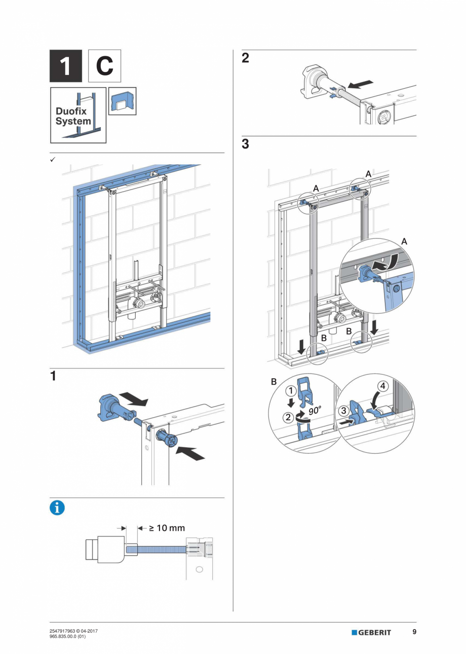 Pagina 9-Instructiuni de instalare pentru  Geberit Duofix pentru bideu GEBERIT Instructiuni montaj, utilizare...