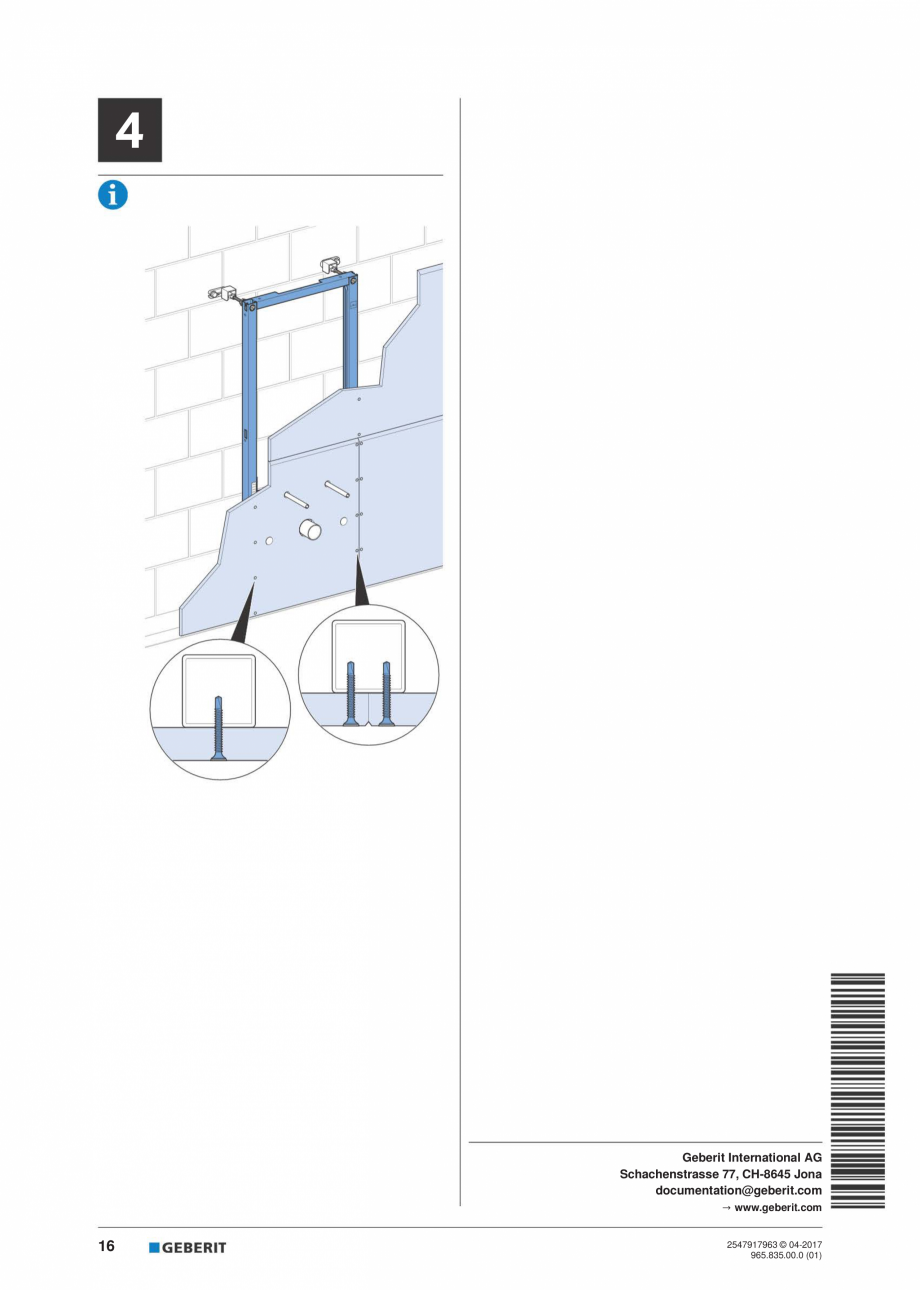 Pagina 16-Instructiuni de instalare pentru  Geberit Duofix pentru bideu GEBERIT Instructiuni montaj, utilizare...