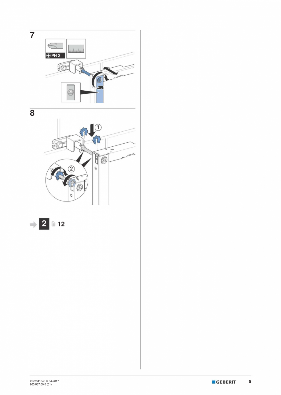Pagina 5-Instructiuni de montaj pentru elementul de instalare Geberit Duofix pentru bideu GEBERIT...