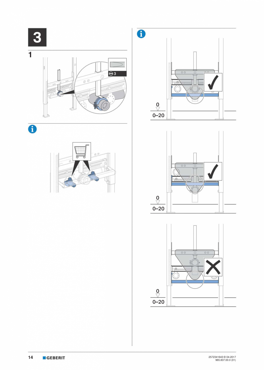 Pagina 14 - Instructiuni de montaj pentru elementul de instalare Geberit Duofix pentru bideu GEBERIT...