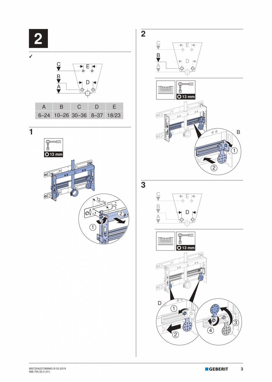 Pagina 3-Instructiuni de instalare pentru elementul Geberit Kombifix pentru bideu, universal  GEBERIT...