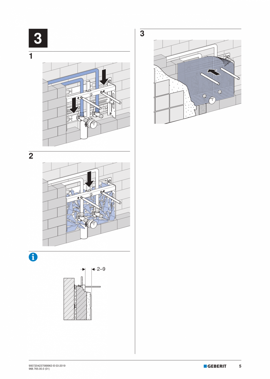 Pagina 5-Instructiuni de instalare pentru elementul Geberit Kombifix pentru bideu, universal  GEBERIT...