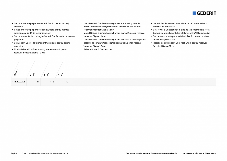 Pagina 2-Element de instalare pentru WC suspendat Geberit Duofix, 112 cm, cu rezervor &icirc;ncastrat Sigma...