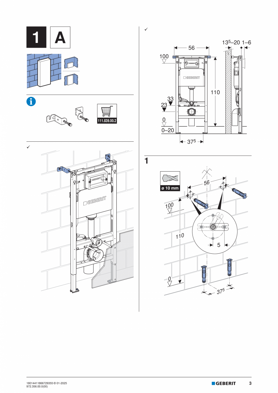 Pagina 3-Instructiuni de montaj - Geberit Duofix Delta  GEBERIT Instructiuni montaj, utilizare Engleza,...