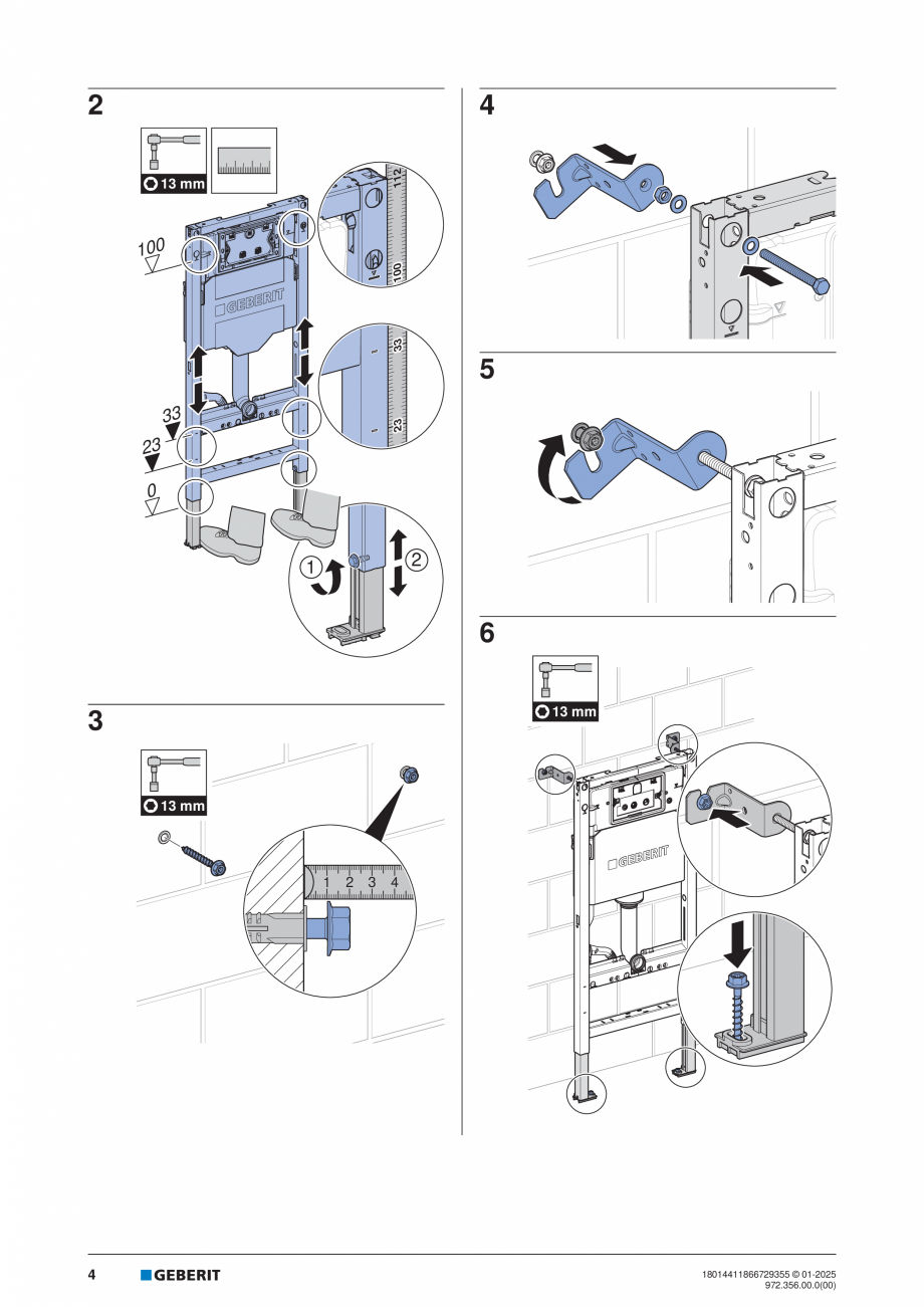 Pagina 4-Instructiuni de montaj - Geberit Duofix Delta  GEBERIT Instructiuni montaj, utilizare Engleza,...