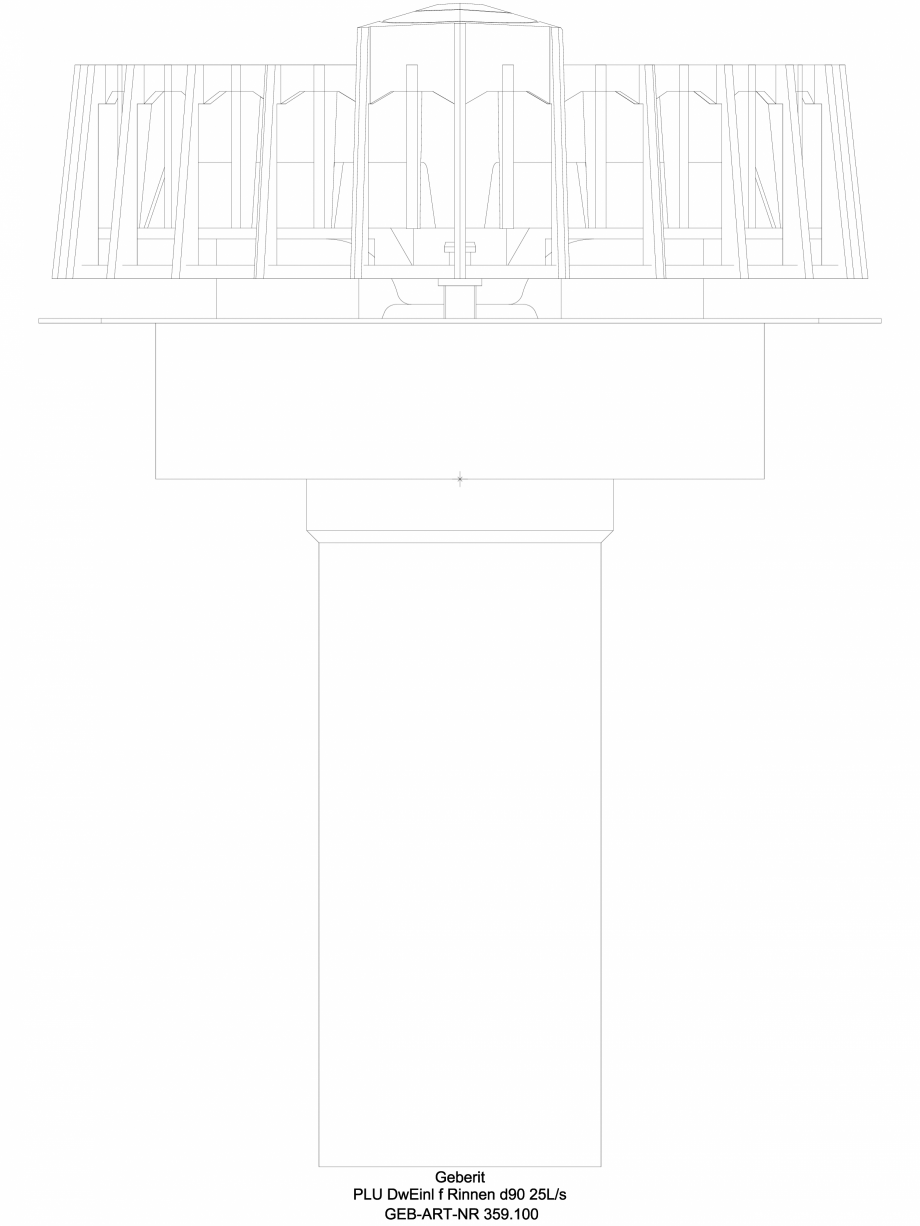 Pagina 1-CAD-DWG Receptor de terasa Geberit Pluvia cu folie de contact pentru jgheaburi - capacit max de...