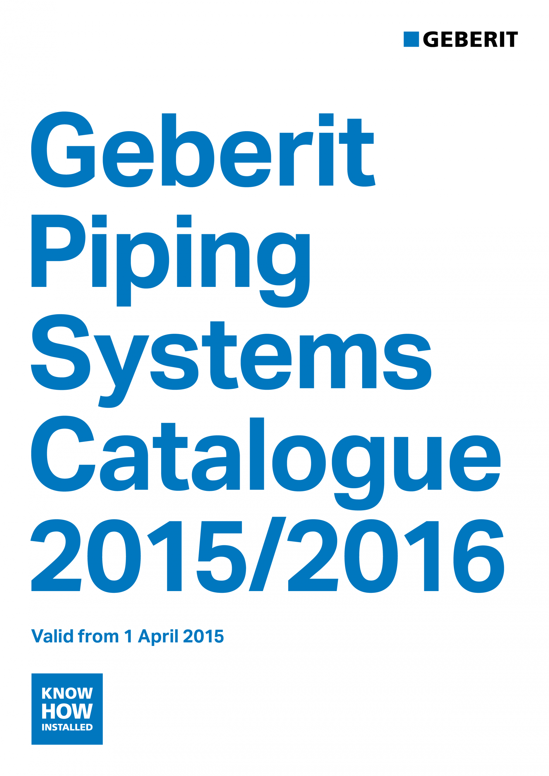Sisteme de conducte Geberit 20152016 GEBERIT Catalog, brosura Engleza