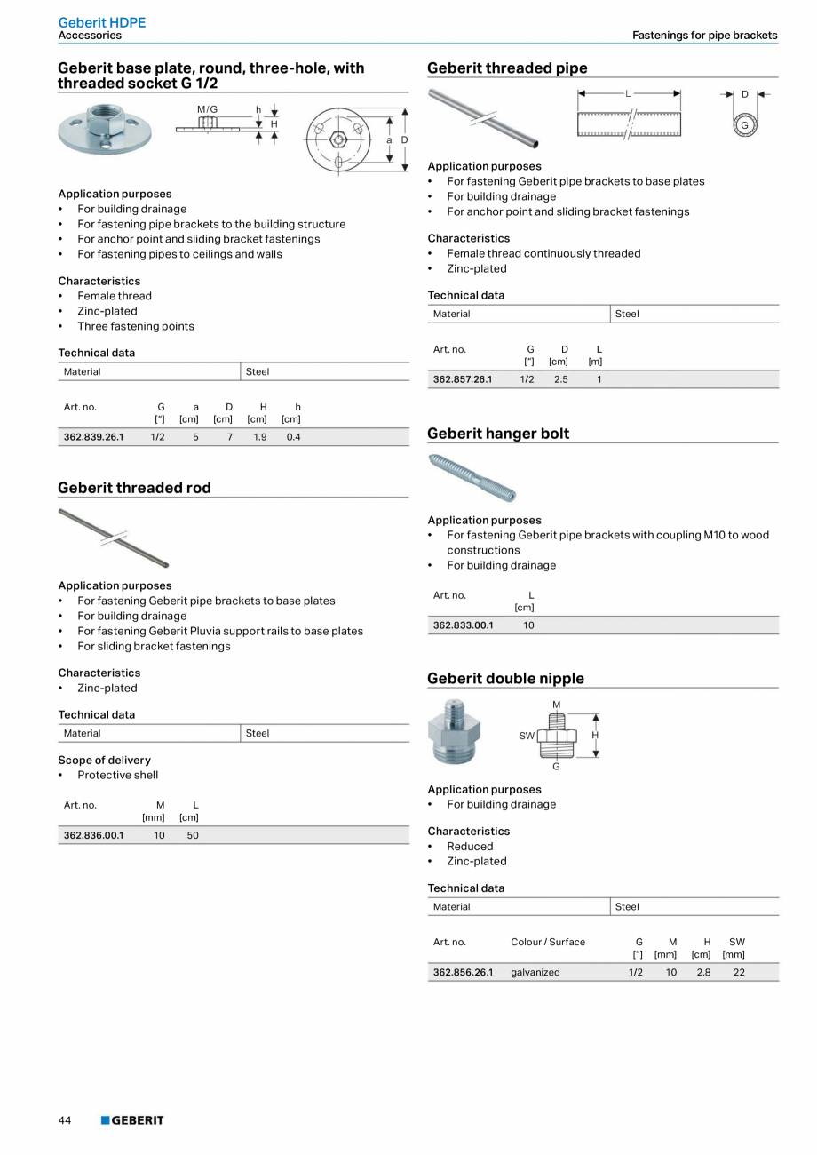Pagina 44-Sisteme de conducte Geberit 2015-2016 GEBERIT Catalog, brosura Engleza t HDPE

Adapters on other...
