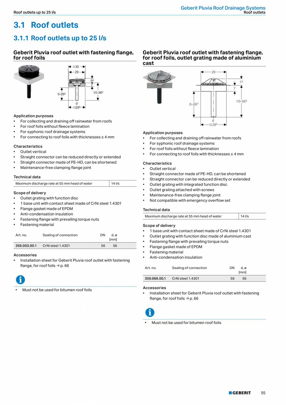 Pagina 55-Sisteme de conducte Geberit 2015-2016 GEBERIT Catalog, brosura Engleza tion purposes
•	 For...