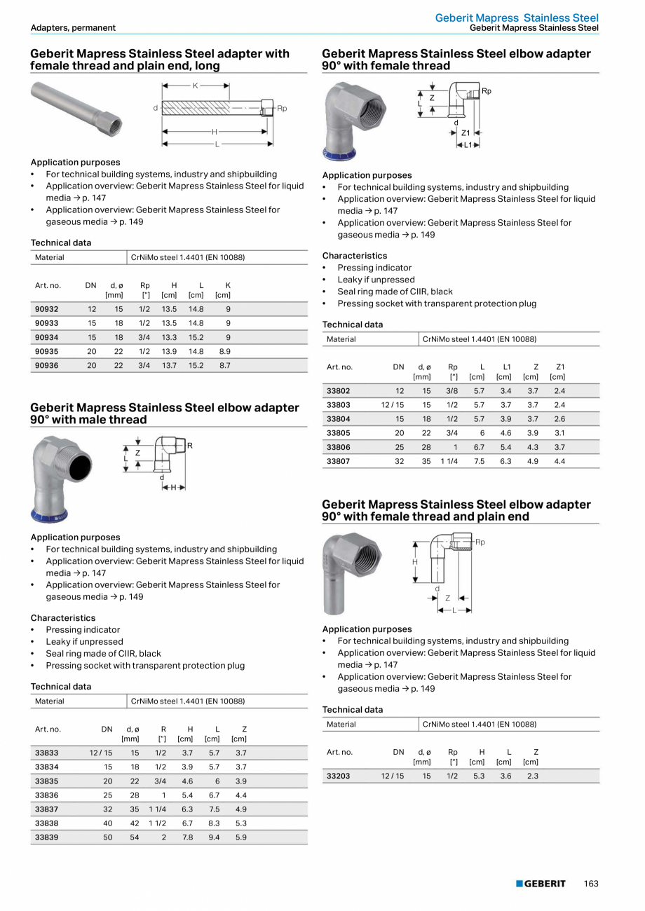 Pagina 163-Sisteme de conducte Geberit 2015-2016 GEBERIT Catalog, brosura Engleza 	made	of	EPDM	
Art.	no.
...