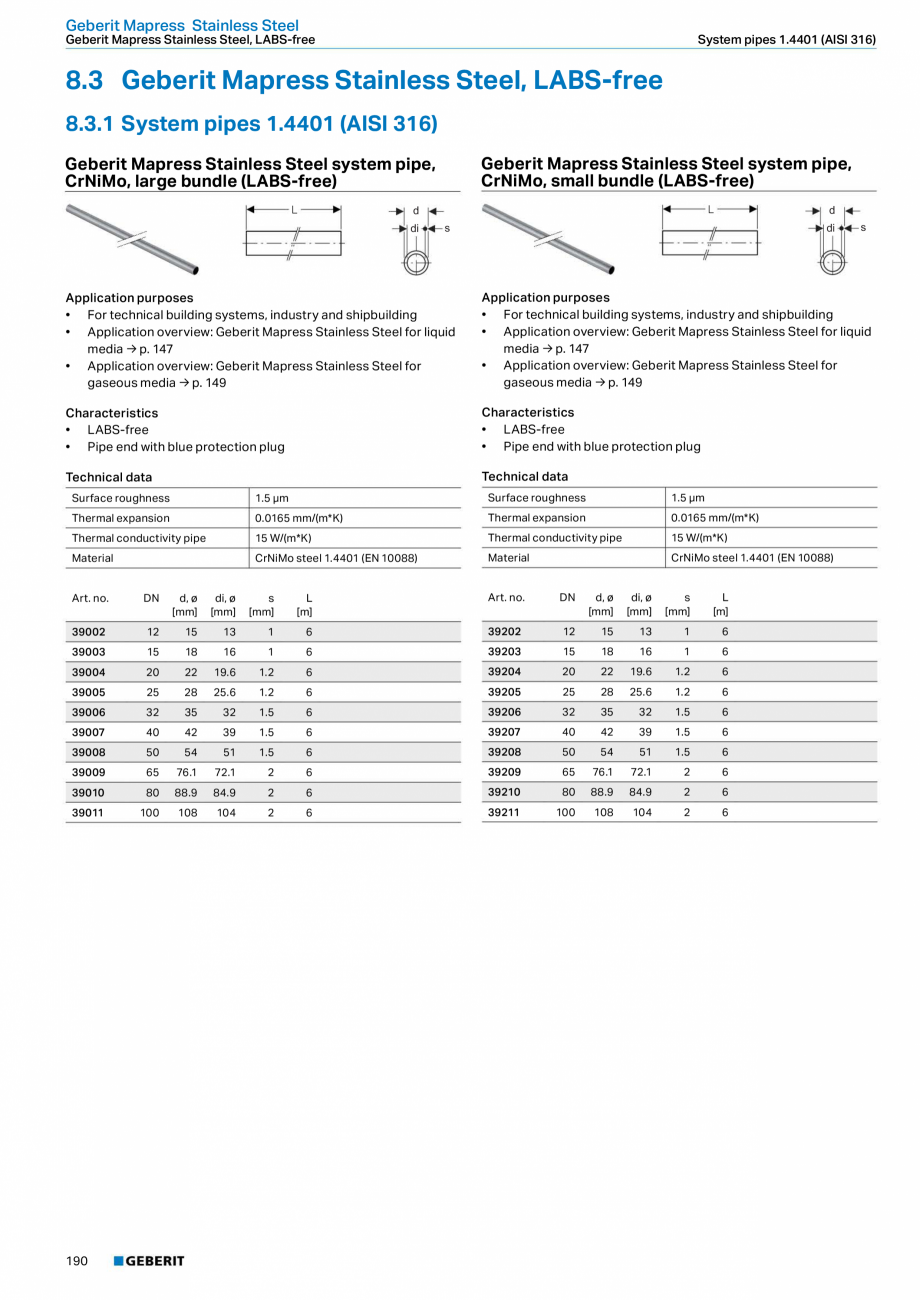 Pagina 190-Sisteme de conducte Geberit 2015-2016 GEBERIT Catalog, brosura Engleza necting	prefabricated	pipe...
