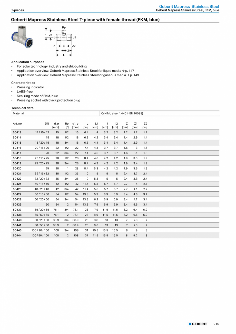 Pagina 215-Sisteme de conducte Geberit 2015-2016 GEBERIT Catalog, brosura Engleza 
di

L1

k
D
d

D da
...