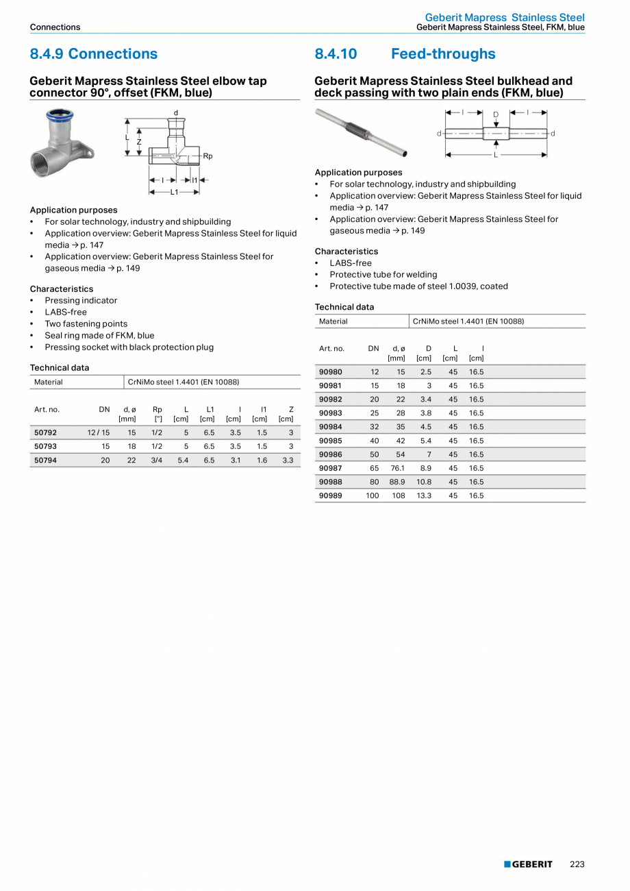 Pagina 223-Sisteme de conducte Geberit 2015-2016 GEBERIT Catalog, brosura Engleza w:	Geberit	Mepla	→	p.	108	
...