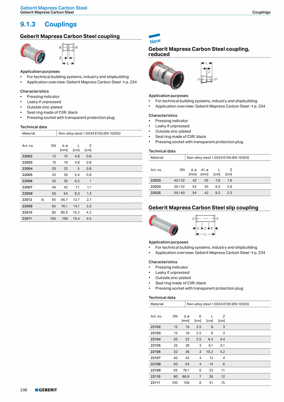 Pagina 238-Sisteme de conducte Geberit 2015-2016 GEBERIT Catalog, brosura Engleza ated	
Technical data
Material...