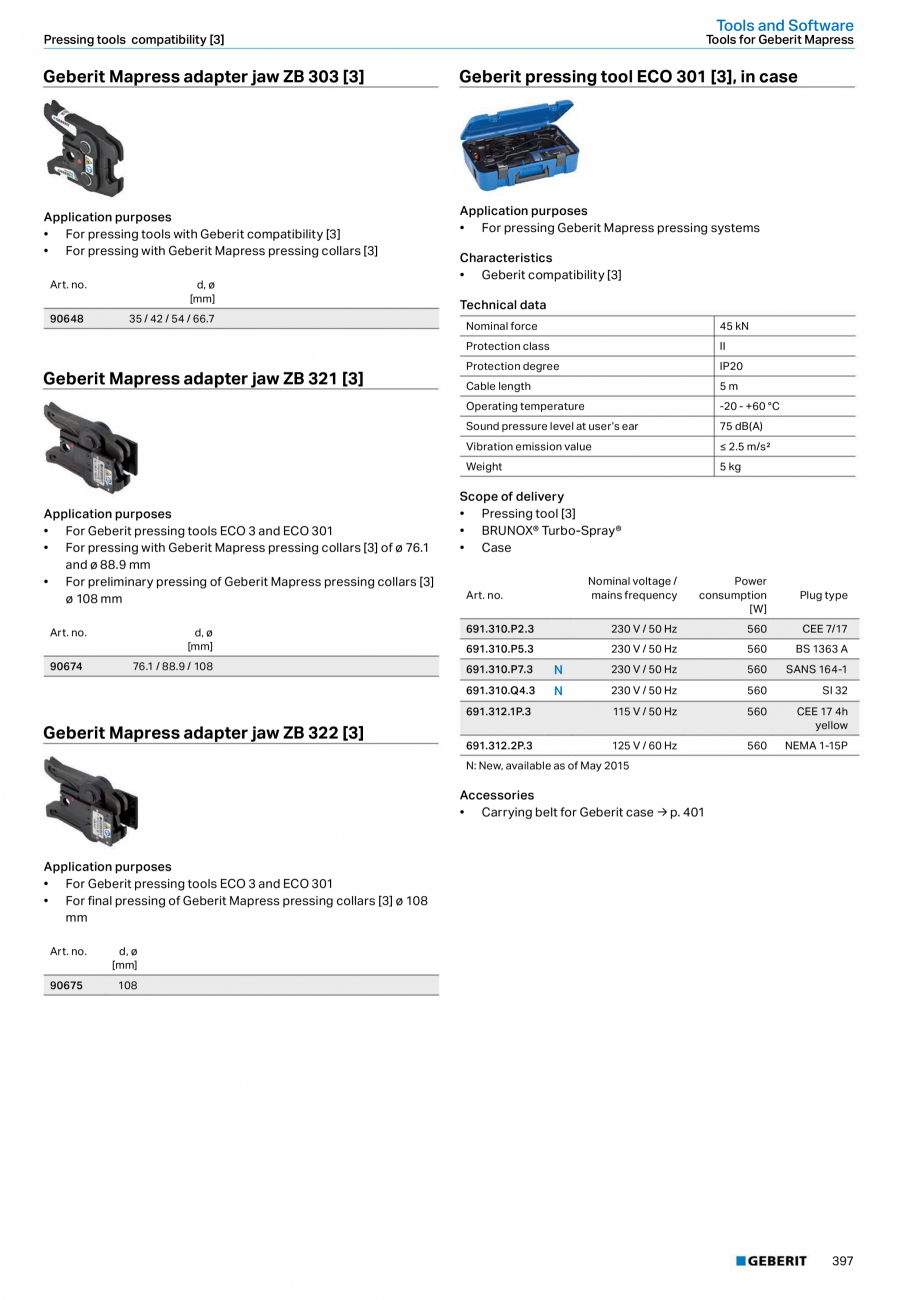 Pagina 397-Sisteme de conducte Geberit 2015-2016 GEBERIT Catalog, brosura Engleza d 45° with
plain end (FKM,...