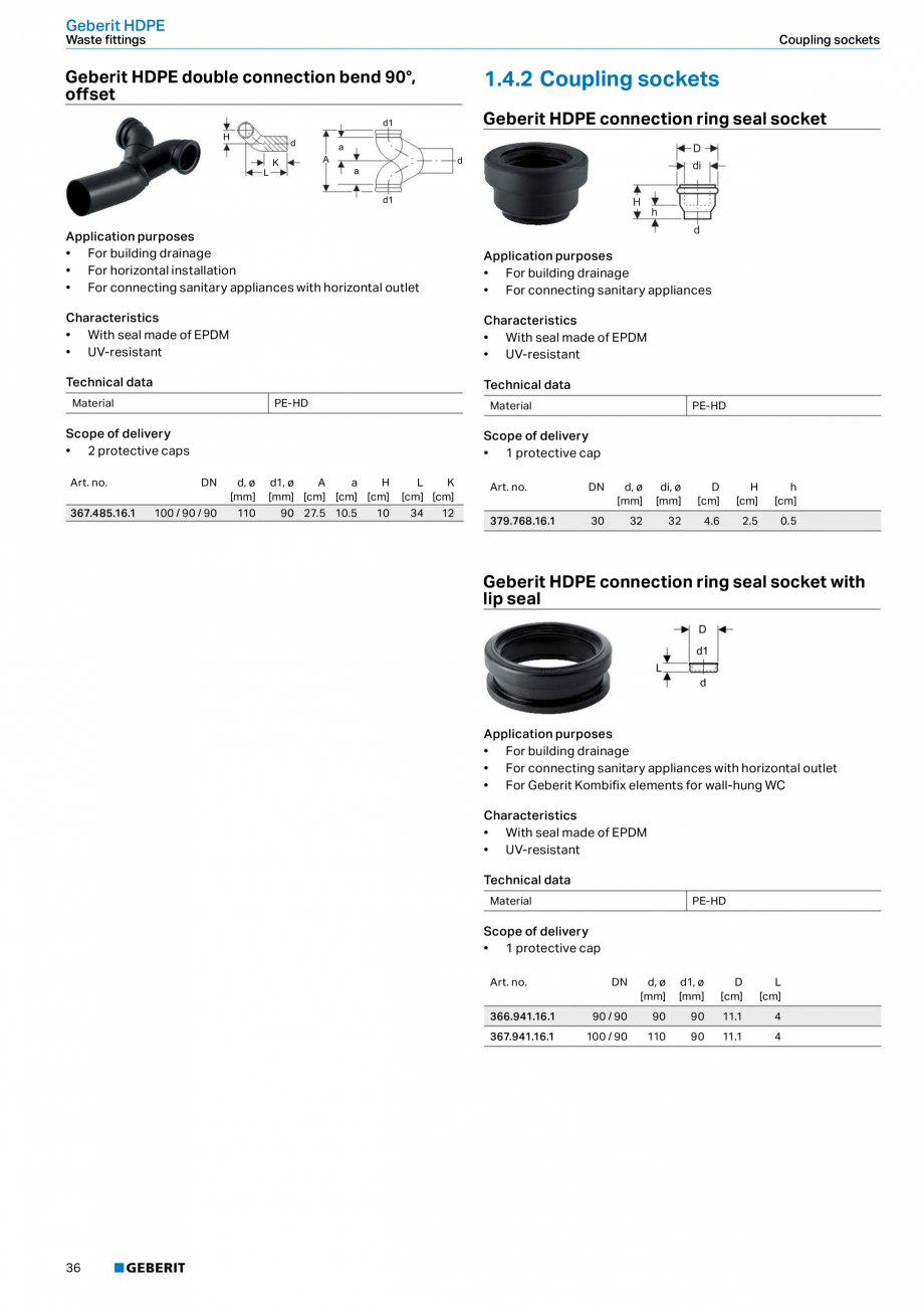 Pagina 32 - Sistem de drenaj Geberit HDPE GEBERIT Fisa tehnica Engleza .1

125 / 100

125

110

13

...