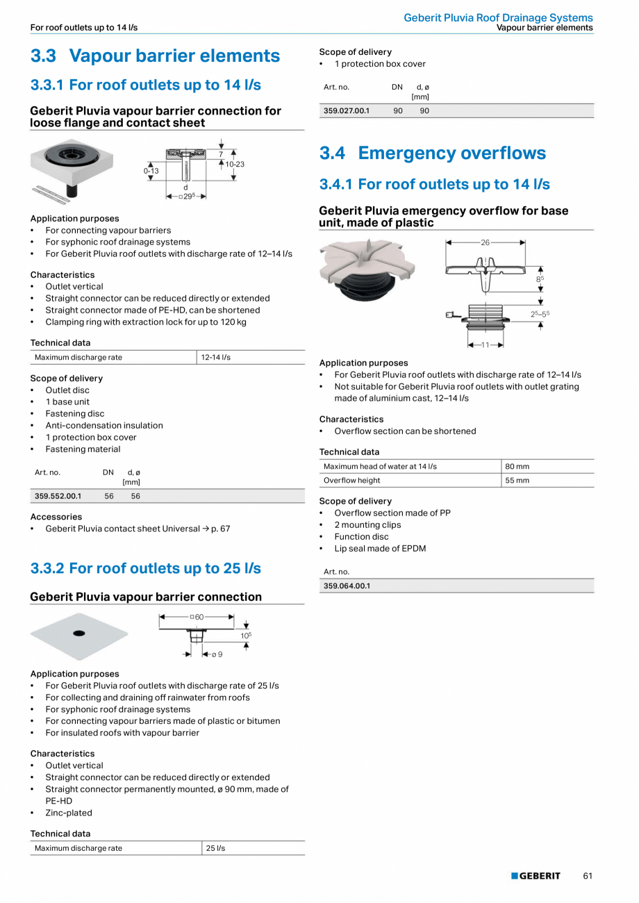 Pagina 9-Sistem de drenaj acoperis Geberit Pluvia GEBERIT Fisa tehnica Engleza 
95
115

d
21

Application...