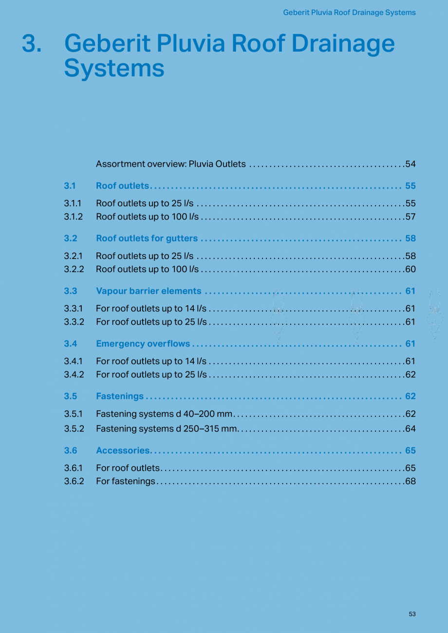Pagina 1-Sistem de drenaj acoperis Geberit Pluvia GEBERIT Fisa tehnica Engleza Geberit Pluvia Roof Drainage...