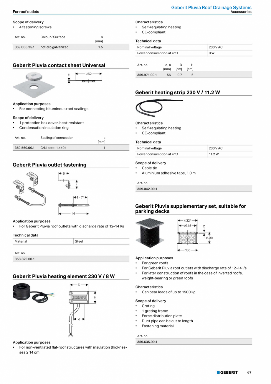 Pagina 15-Sistem de drenaj acoperis Geberit Pluvia GEBERIT Fisa tehnica Engleza ng	of	connection

DN

d, ø...