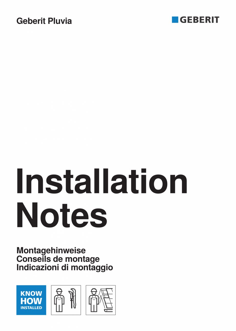 Pagina 1-Instructiuni de instalare - receptor de terasa  GEBERIT Geberit Pluvia Instructiuni montaj,...