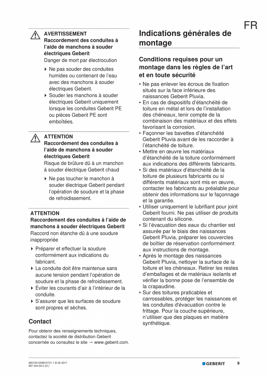 Pagina 9-Instructiuni de instalare - receptor de terasa  GEBERIT Geberit Pluvia Instructiuni montaj,...