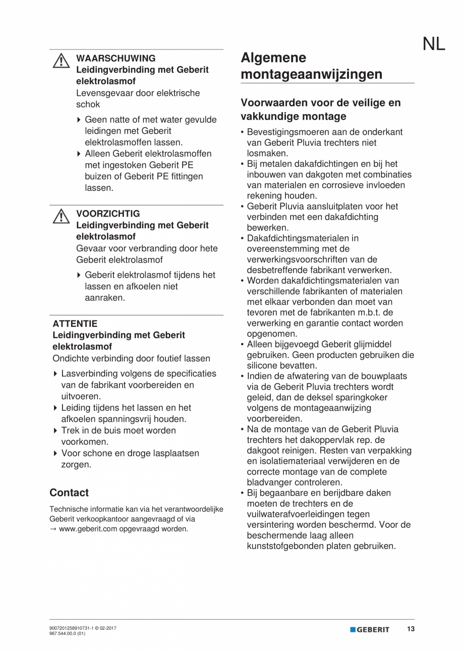 Pagina 13-Instructiuni de instalare - receptor de terasa  GEBERIT Geberit Pluvia Instructiuni montaj,...