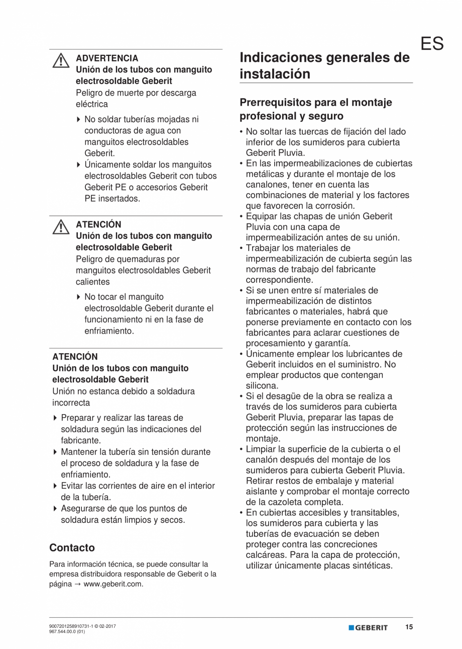 Pagina 15-Instructiuni de instalare - receptor de terasa  GEBERIT Geberit Pluvia Instructiuni montaj,...
