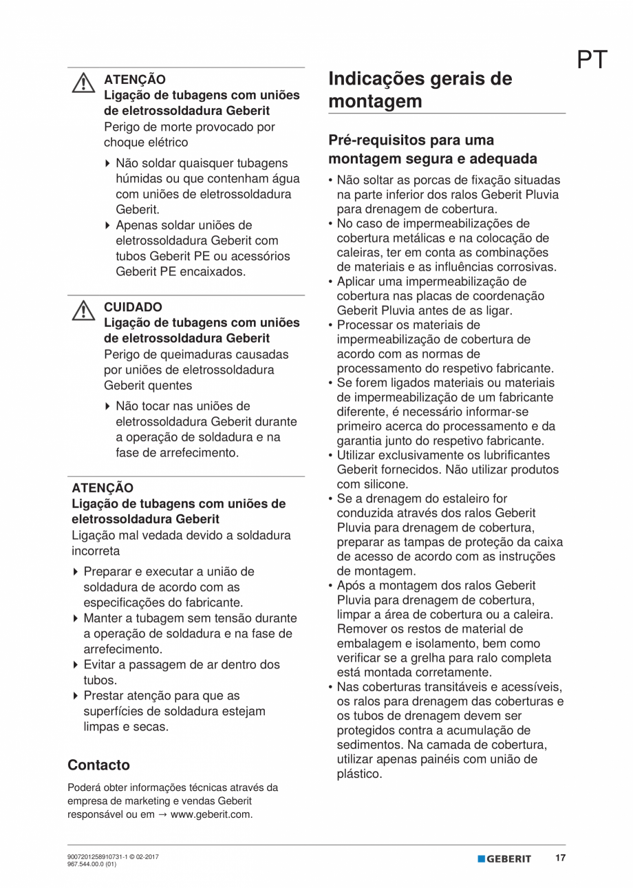 Pagina 17-Instructiuni de instalare - receptor de terasa  GEBERIT Geberit Pluvia Instructiuni montaj,...