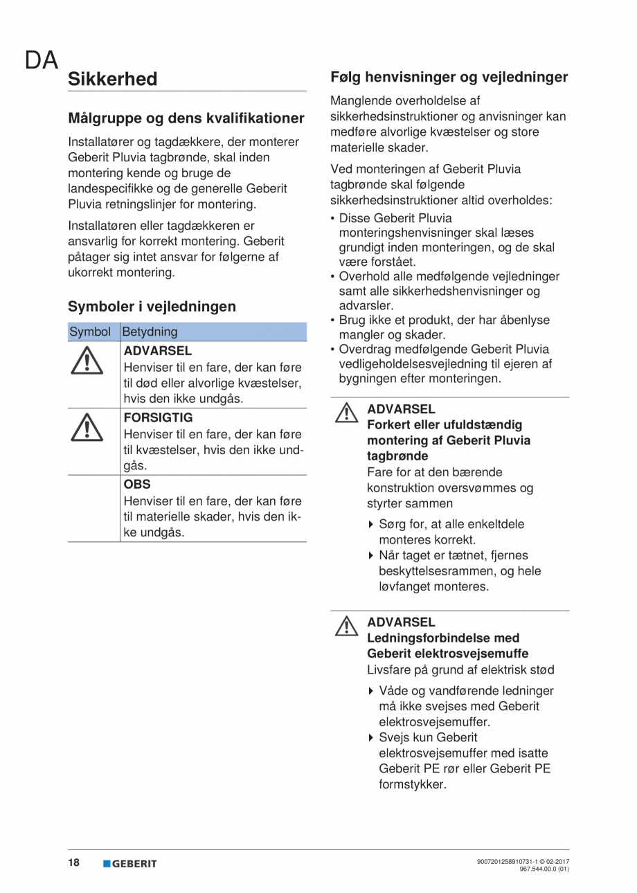 Pagina 18-Instructiuni de instalare - receptor de terasa  GEBERIT Geberit Pluvia Instructiuni montaj,...
