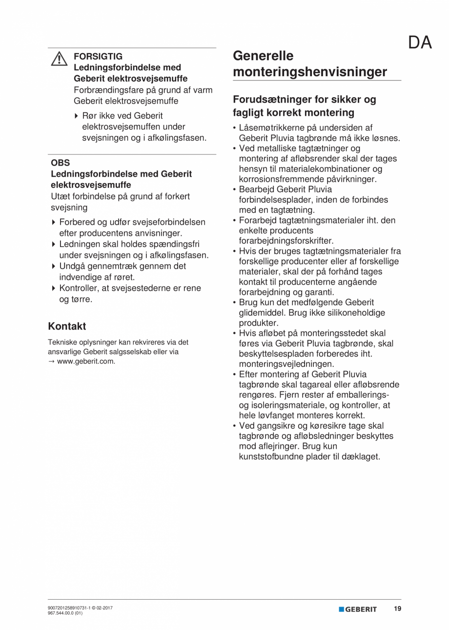 Pagina 19-Instructiuni de instalare - receptor de terasa  GEBERIT Geberit Pluvia Instructiuni montaj,...