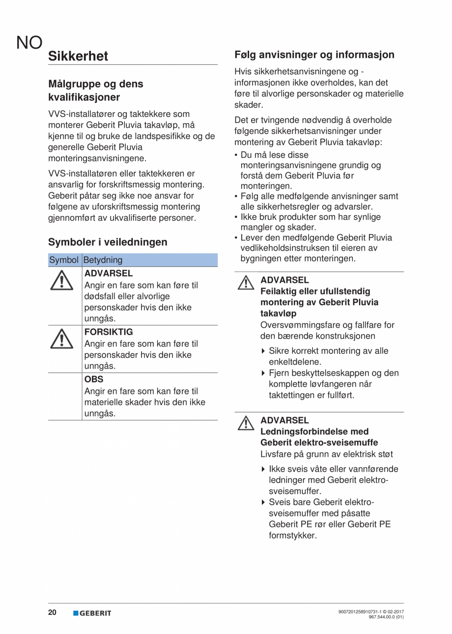 Pagina 20-Instructiuni de instalare - receptor de terasa  GEBERIT Geberit Pluvia Instructiuni montaj,...