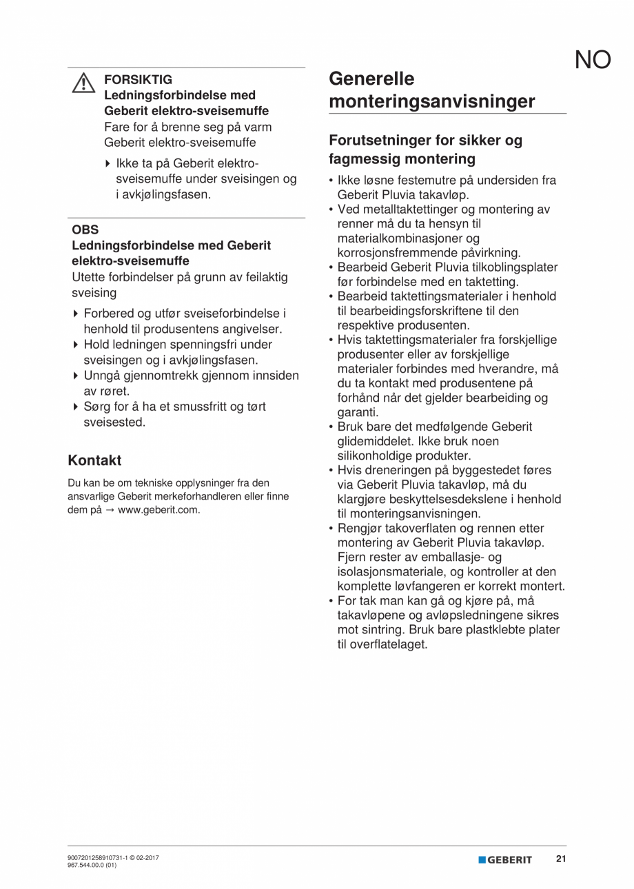 Pagina 21-Instructiuni de instalare - receptor de terasa  GEBERIT Geberit Pluvia Instructiuni montaj,...