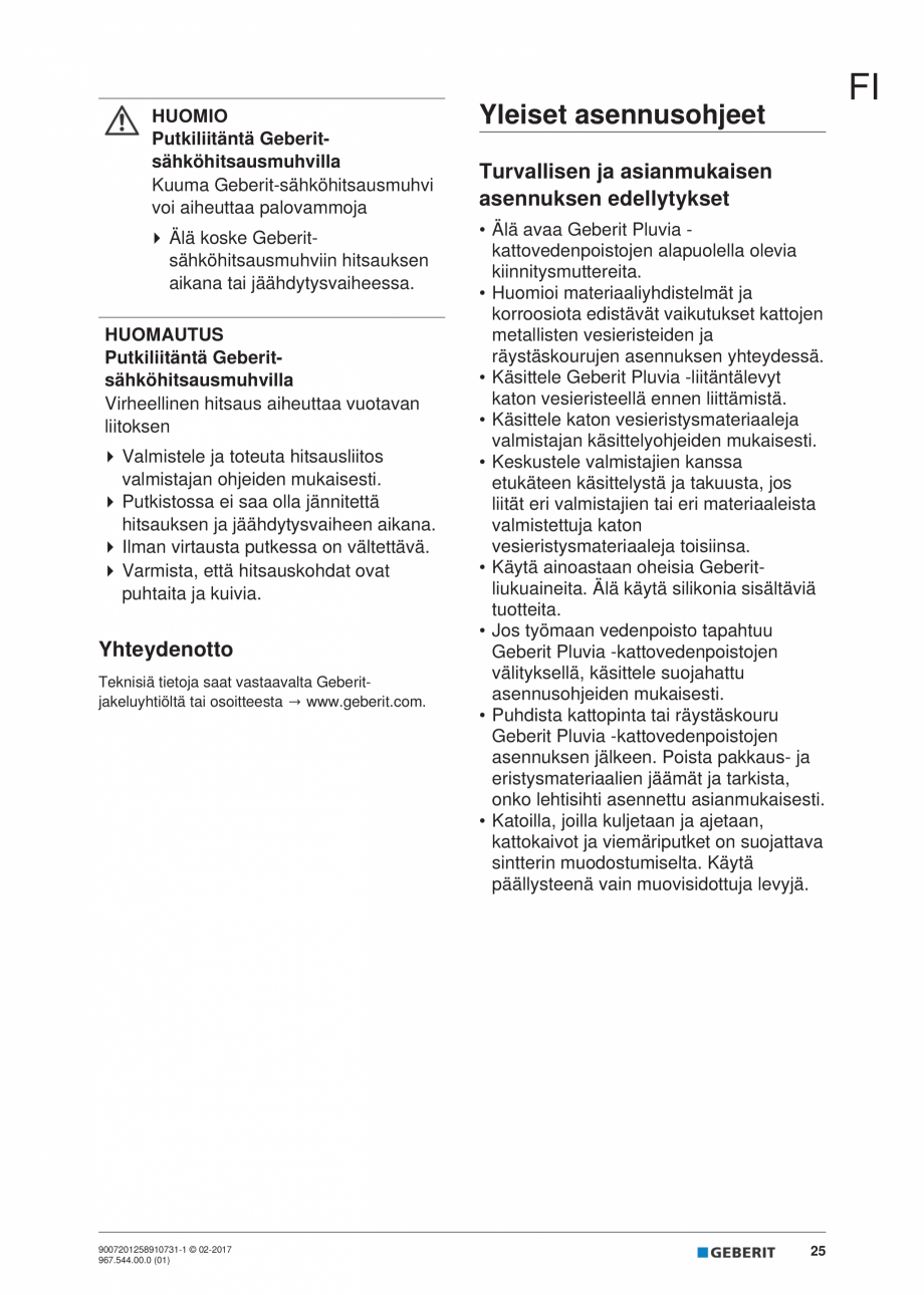 Pagina 25 - Instructiuni de instalare - receptor de terasa  GEBERIT Geberit Pluvia Instructiuni...