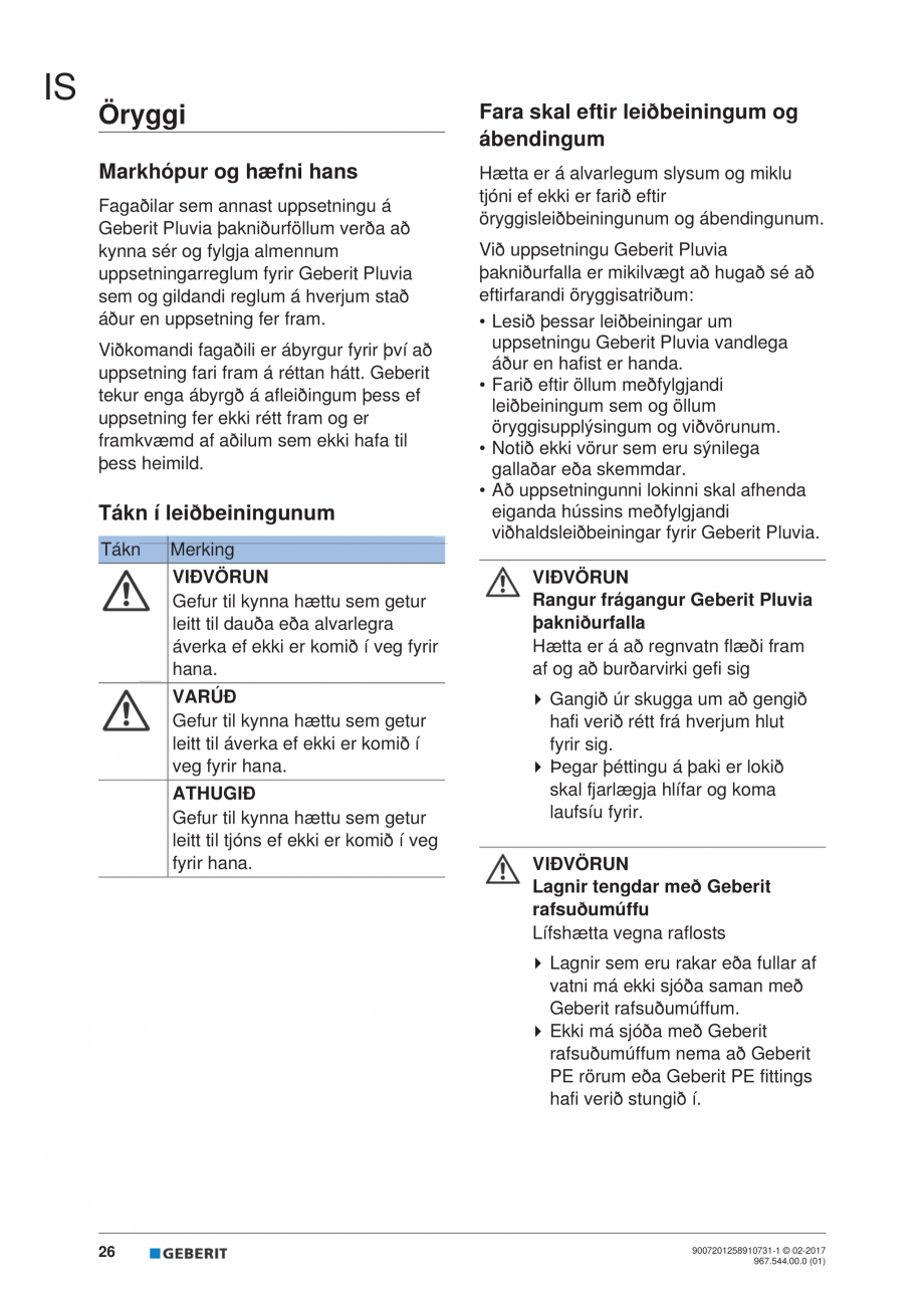 Pagina 26-Instructiuni de instalare - receptor de terasa  GEBERIT Geberit Pluvia Instructiuni montaj,...