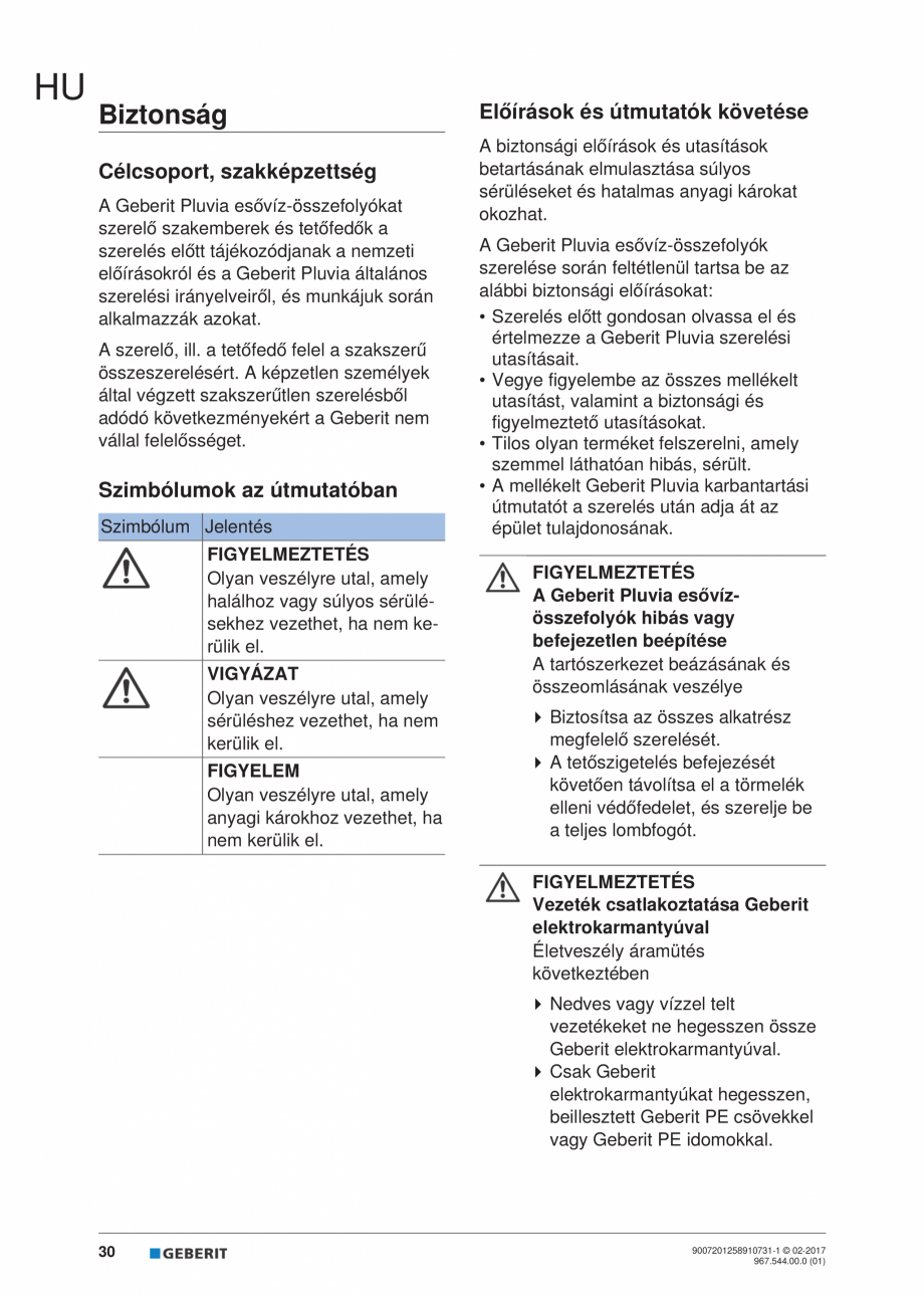 Pagina 30-Instructiuni de instalare - receptor de terasa  GEBERIT Geberit Pluvia Instructiuni montaj,...