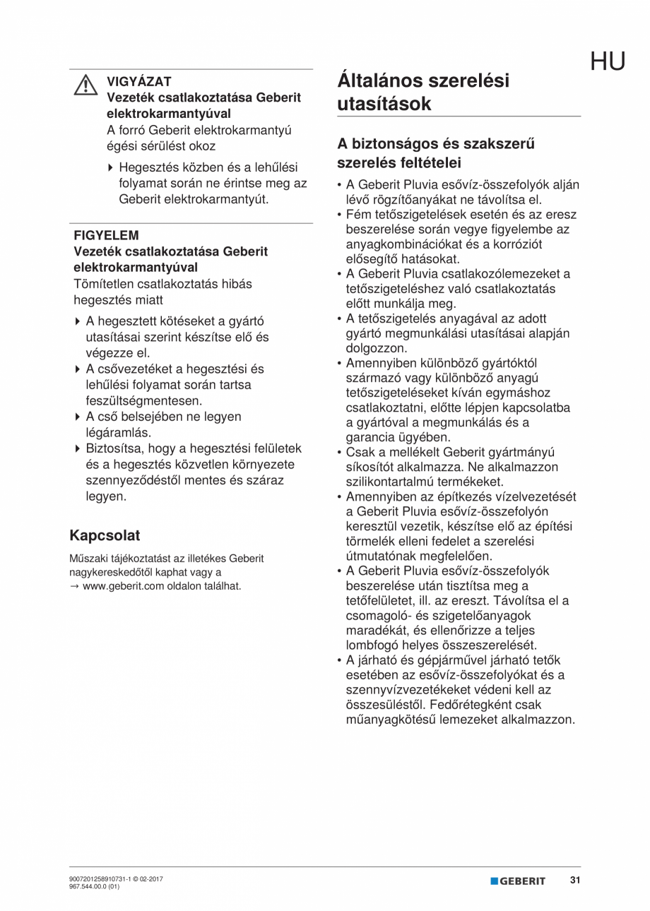 Pagina 31 - Instructiuni de instalare - receptor de terasa  GEBERIT Geberit Pluvia Instructiuni...