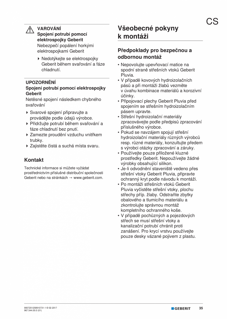 Pagina 35 - Instructiuni de instalare - receptor de terasa  GEBERIT Geberit Pluvia Instructiuni...