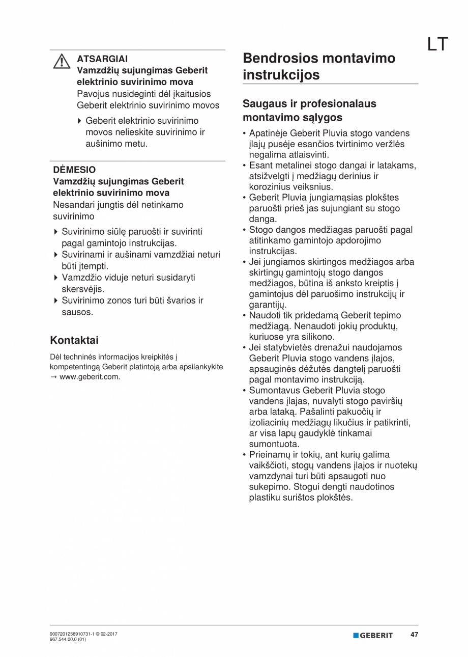 Pagina 47-Instructiuni de instalare - receptor de terasa  GEBERIT Geberit Pluvia Instructiuni montaj,...