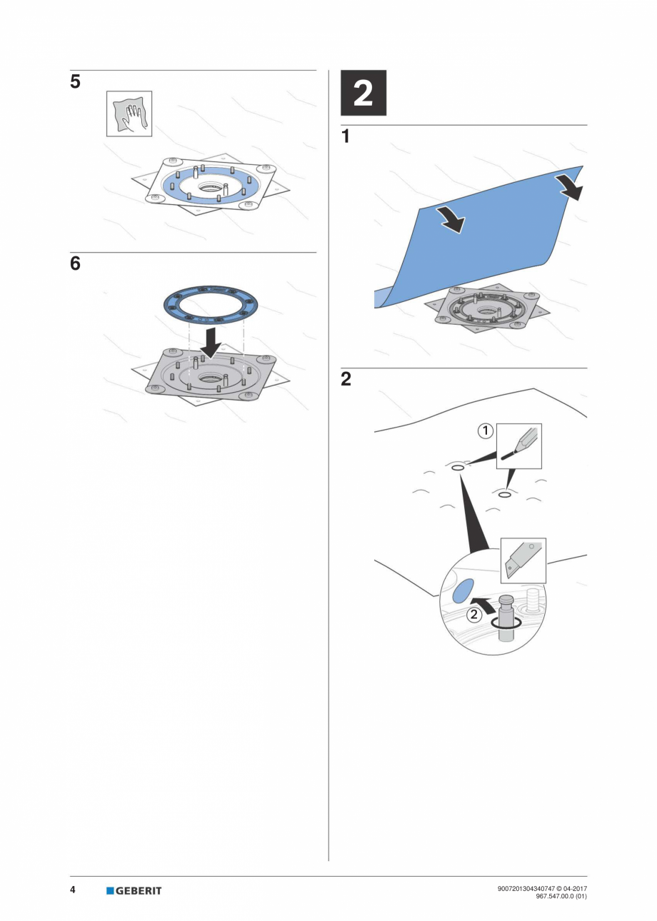 Pagina 4-Scheme pentru instalare - receptor de terasa  GEBERIT Geberit Pluvia Instructiuni montaj, utilizare ...