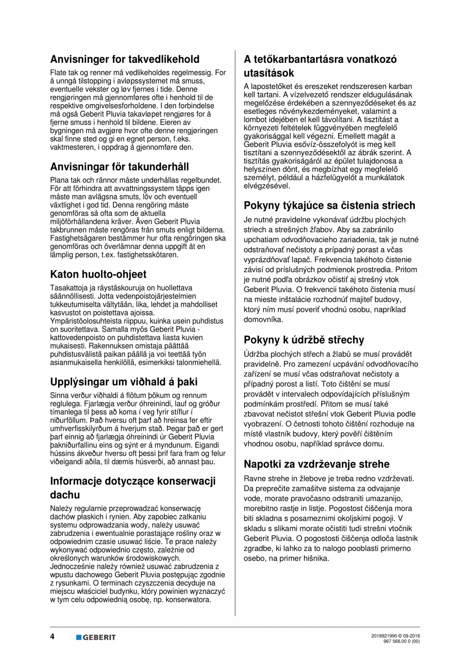 Pagina 4-Manual cu instructiuni pentru lucrari de intretinere pentru receptor de terasa  GEBERIT Geberit...