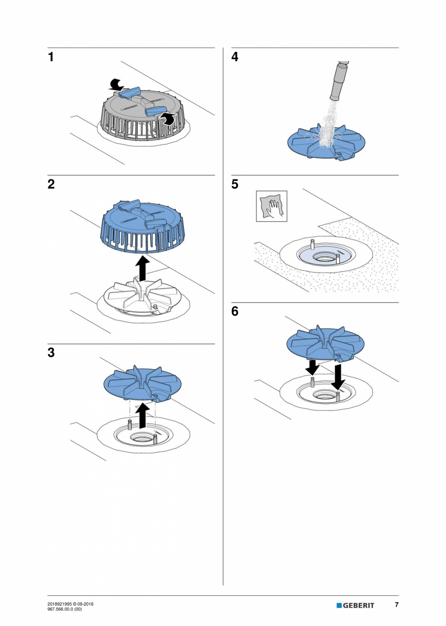 Pagina 7-Manual cu instructiuni pentru lucrari de intretinere pentru receptor de terasa  GEBERIT Geberit...