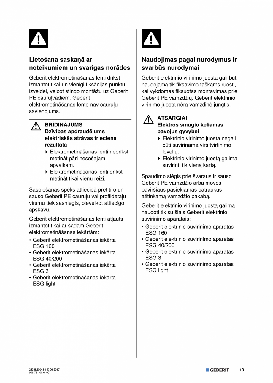 Pagina 13 - Instructiuni de montare pentru banda de electrofuziune GEBERIT Geberit Pluvia...