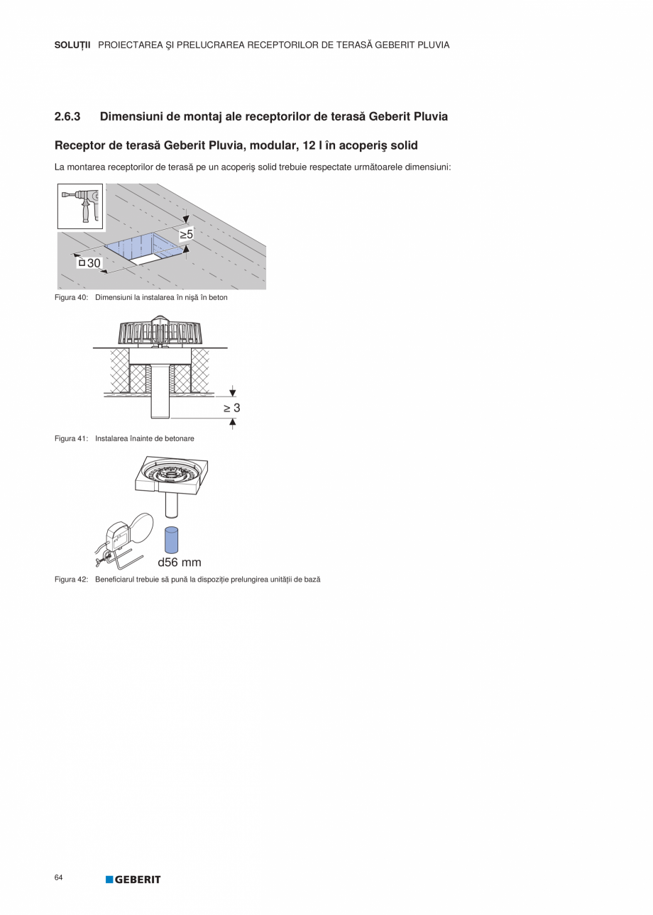 Pagina 65-Geberit Pluvia - Manual GEBERIT Catalog, brosura Romana trotuar în zona receptorului de terasă...