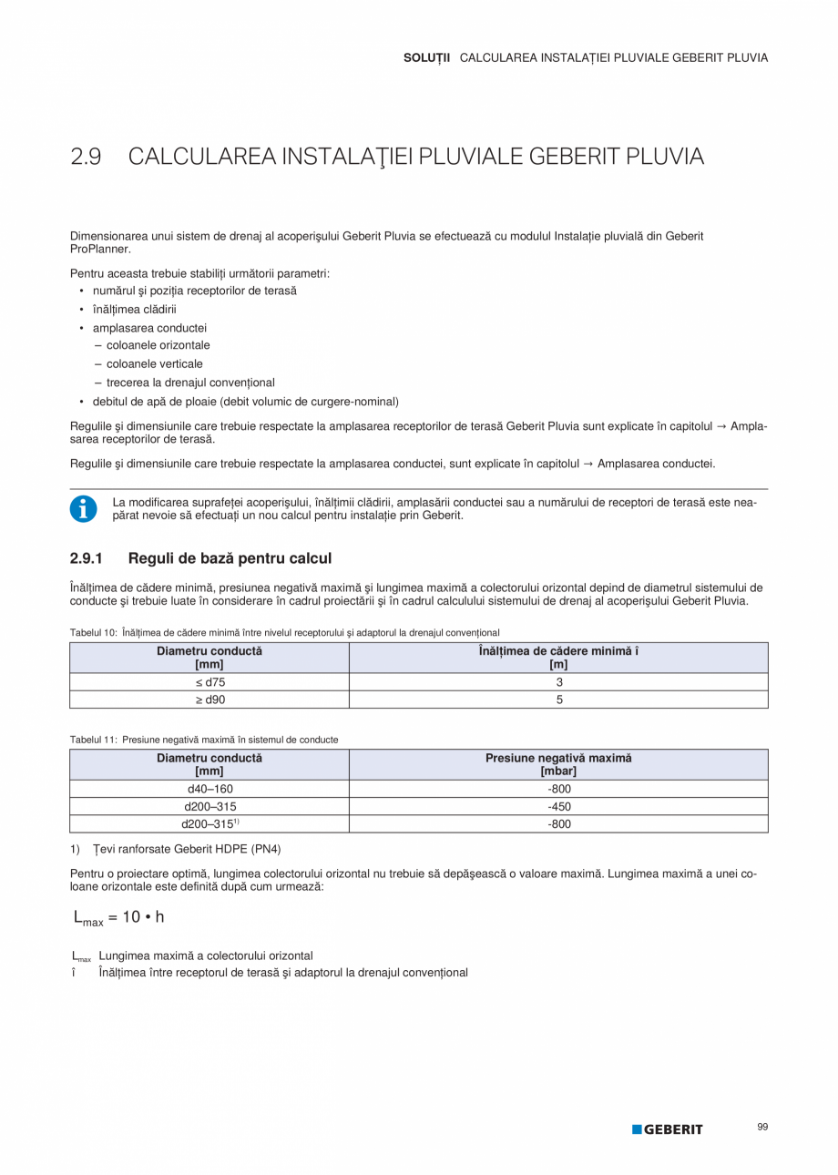 Pagina 100-Geberit Pluvia - Manual GEBERIT Catalog, brosura Romana e distanţa L a conductei până la perete...