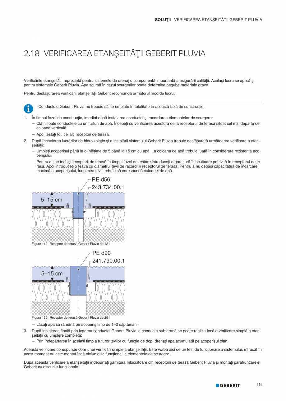 Pagina 122-Geberit Pluvia - Manual GEBERIT Catalog, brosura Romana  Pluvia cu capacitate de evacuare de 19 l/s ...