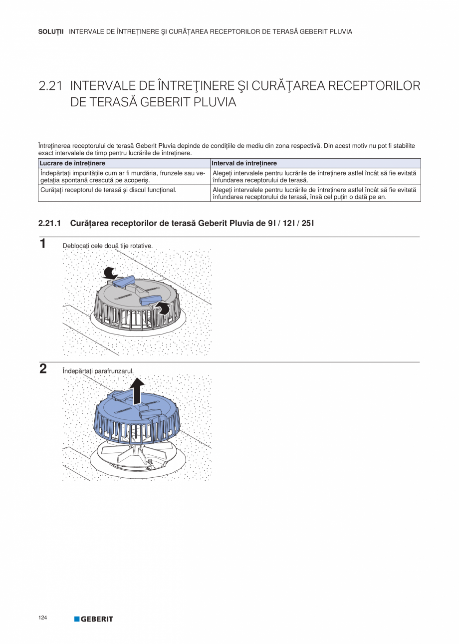 Pagina 125-Geberit Pluvia - Manual GEBERIT Catalog, brosura Romana vire trebuie lipite:
• marginile axiale...